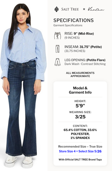 Kancan - Mid Rise Flare Petite Jeans (31.75" Inseam) - KC6102LOH-PT