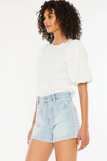 Kancan - Jen High Rise Trouser Shorts - Light Wash (4" Inseam) - KC78035L