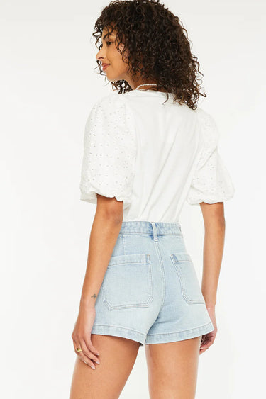 Kancan - Jen High Rise Trouser Shorts - Light Wash (4" Inseam) - KC78035L