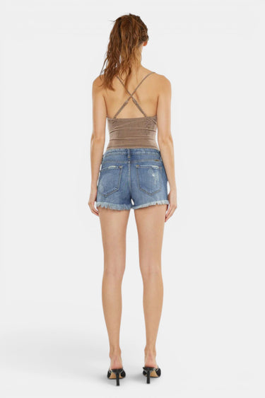Kancan Gizelle Mid Rise Distressed Shorts - KC8377