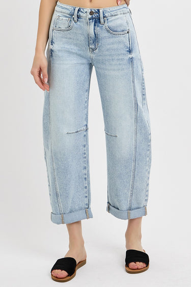 Risen Jeans - High-Rise Boyfriend Cuffed Barrel Jeans (25.5" Inseam) - RDP5901