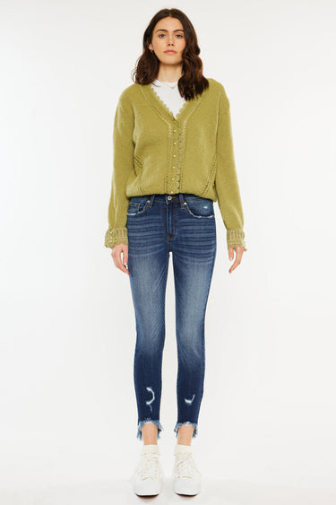 Kancan - Christina High-Rise Ankle Skinny Jeans with Frayed Hem (26" Inseam) - KC8395-NV-SaltTree