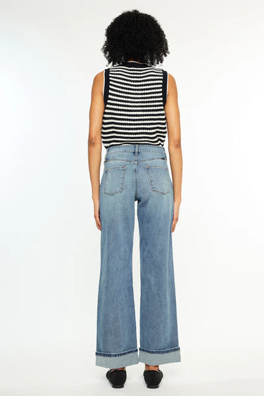Kancan Essentials - Bellen High Rise Wide Jeans (30" Inseam) - KC20104M-SaltTree