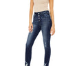 Kancan - High-Rise Ankle Skinny Jeans with Released Raw Waistband (27" Inseam) - KC8433-NV-SaltTree
