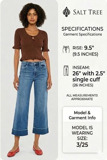 Kancan - Mid Rise Crop Wide Jeans (26" Inseam) - KC20131D