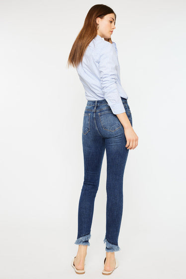 Kancan - Mid-Rise Fringe Ankle Skinny Jeans (27" Inseam) - kc6204 ST - Final Sale-SaltTree