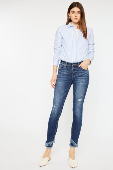 Kancan - Mid-Rise Fringe Ankle Skinny Jeans (27" Inseam) - kc6204 ST - Final Sale-SaltTree
