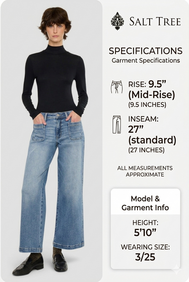Kancan - Mid Rise Wide Leg Ankle Jeans (27" Inseam) - KC20126MD