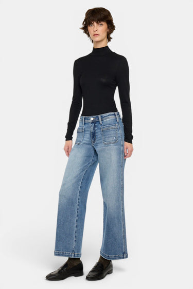 Kancan - Mid Rise Wide Leg Ankle Jeans (27" Inseam) - KC20126MD