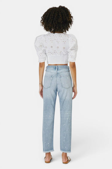 Kancan - Oceane High-Rise Slim Straight Jeans with Paint Splatter and Frayed Hem (28" Inseam) - KC8708M ST-SaltTree