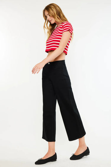 Kancan - Shea High-Rise Cropped Wide-Leg Jeans (26.5" Inseam) - KC20103BK-SaltTree