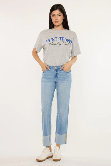 Kancan - Tiffany Essentials Low-Rise Straight Jeans (28" Inseam) - KC20110ML-SaltTree