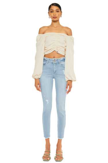 Kancan - Women's HIGH Waist Ankle Length Two Button Jeans - KC7317-SaltTree