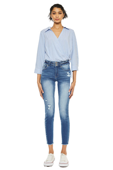 Kancan - Women's HIGH Waist Ankle Length Two Button Jeans - KC7317-SaltTree