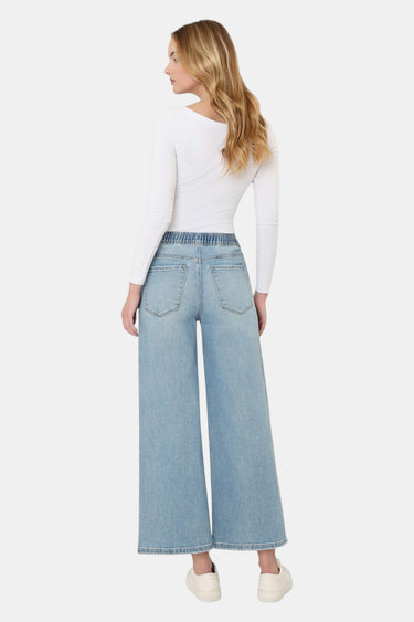 Vervet - Super High Rise Elastic Waist Crop Wide Leg Jeans (26" Inseam) - LV1895