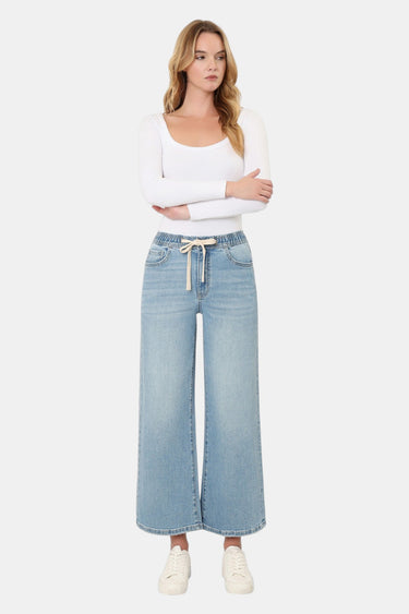 Vervet - Super High Rise Elastic Waist Crop Wide Leg Jeans (26" Inseam) - LV1895