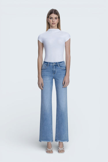 Vervet - Mid Rise Slim Wide Distressed Hem Jeans (32" Inseam) - LV2150-SaltTree