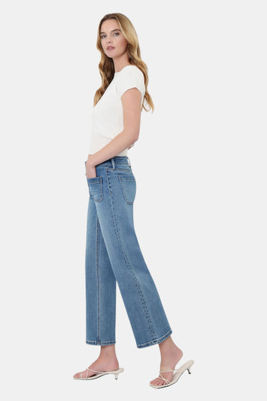 Vervet - Mid Rise Patch Pocket Crop Slim Wide Leg Jeans (27" Inseam) - LV2272