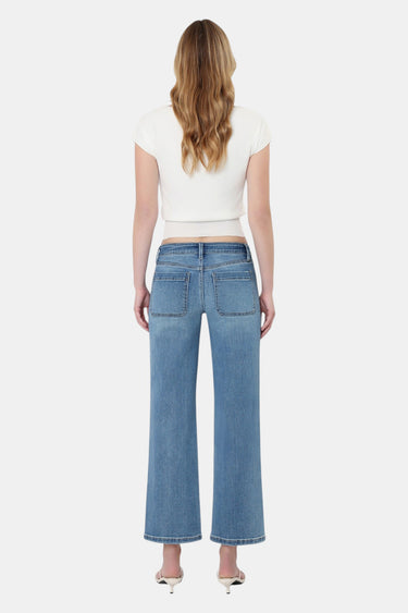 Vervet - Mid Rise Patch Pocket Crop Slim Wide Leg Jeans (27" Inseam) - LV2272