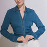 Love Tree - Cinched V-Neck Denim Shirt - 10474TN-SaltTree