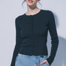 Love Tree - Scalloped Button-Up Ribbed Cardigan - 90393CN-SaltTree