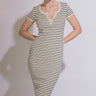 Love Tree - V-Neck Stripe Ribbed Knit Dress - 90382DN-SaltTree