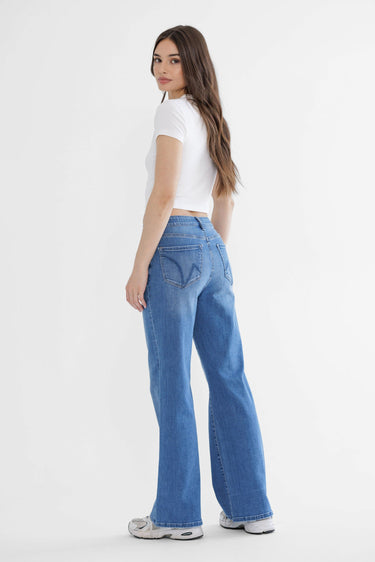 Mica Denim - High-Rise Wide-Leg Jeans in Classic Indigo (32" Inseam) - MDP-W3375-SaltTree
