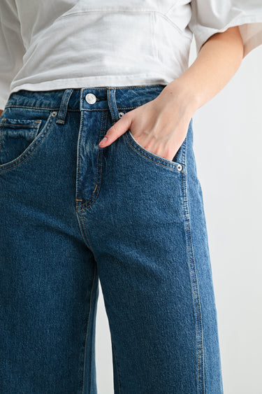 Mica Denim - High-Rise Wide-Leg Side Panel Tummy Tuck Jeans (32" Inseam) - MTT-W3680DK - Final Sale-SaltTree