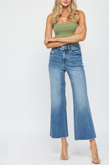 Mica Denim - Festival Stretch Super High Rise Wide Leg Jeans (29" Inseam) - MDE-W182-SaltTree