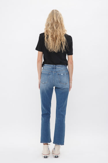 Mica Denim - High Rise Distressed Straight Jeans (28" Inseam) - MDP-T248-SaltTree