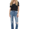 Mica Denim - High Rise Distressed Straight Jeans (28" Inseam) - MDP-T248-SaltTree