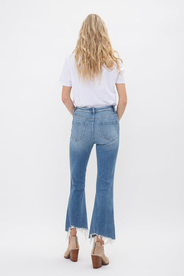 Mica Denim - High Rise Shark Bite Hem Crop Flare Jeans (27" Inseam) - MDP-F124-SaltTree