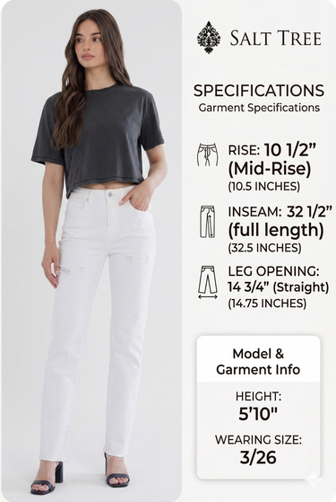 Mica Denim - High Rise Slim Straight Tummy Tuck Jeans (Inseam 32.5") - MTT-T3327WH