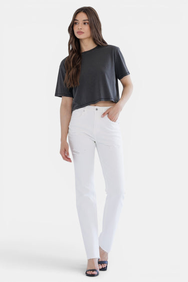 Mica Denim - High Rise Slim Straight Tummy Tuck Jeans (Inseam 32.5") - MTT-T3327WH