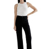 Mica Denim - High-Rise Slim Wide-Leg Jeans with Raw Hem - Black (31" Inseam) - MDP-W3251BK-SaltTree