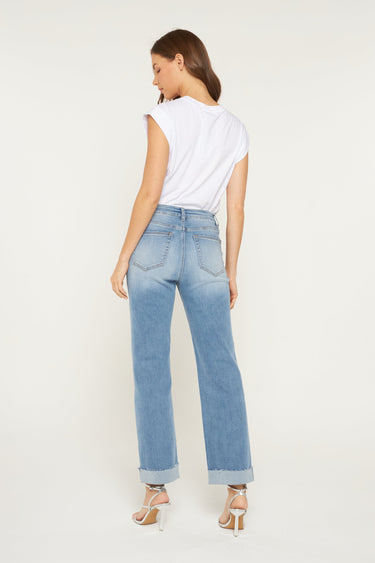 Mica Denim - High-Rise Straight Leg Tummy Tuck Jeans with Folded Hem (29"/31" Inseam) - MTT-T3286-SaltTree