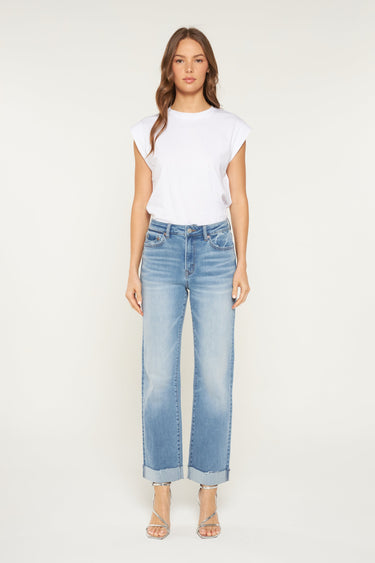 Mica Denim - High-Rise Straight Leg Tummy Tuck Jeans with Folded Hem (29"/31" Inseam) - MTT-T3286-SaltTree