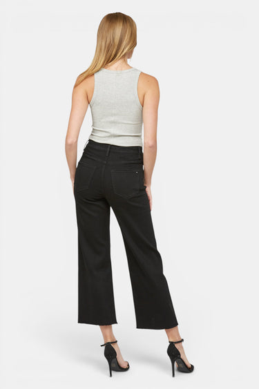 Mica Denim - High Rise Wide Leg Crop Black Denim Jeans (Inseam 27") - MDP-W019BK