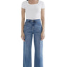 Mica Denim - High Rise Wide Leg Jeans with Distressed Hem (28" Inseam) - MDP-W3218-SaltTree