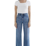 Mica Denim - High Rise Wide Leg Jeans with Distressed Hem (28" Inseam) - MDP-W3218-SaltTree