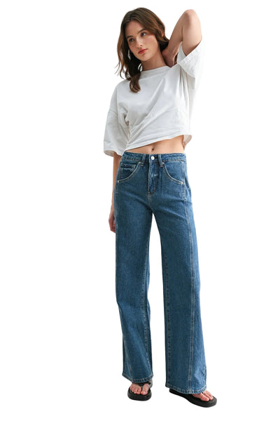 Mica Denim High Rise Distressed Wide Leg Jeans Women | Salt Tree