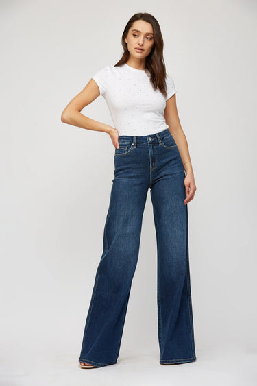 Mica Denim - Super High Rise Dark Wash Skater Jeans (34" Inseam) - MDP-W611DK-SaltTree