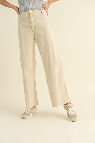 Miou Muse - High Rise Raw Hem Crop Wide Leg Pant - (29" Inseam) - MMP623-SaltTree