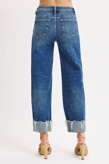 Risen Jeans - High Rise Crop Boyfriend Cuffed Jeans (27.5" Inseam) - PGA21295-SaltTree