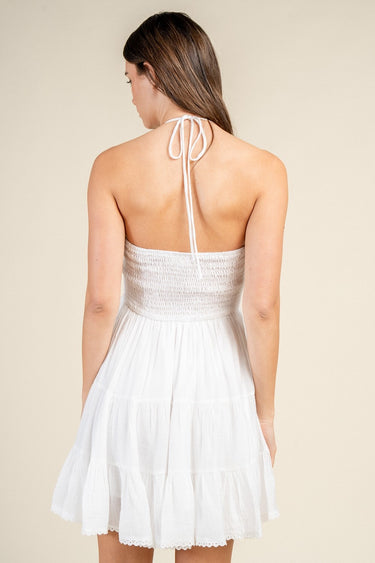 PRIVY - Poly Crepon Tiered Halter Mini Dress - BD12281E-SaltTree