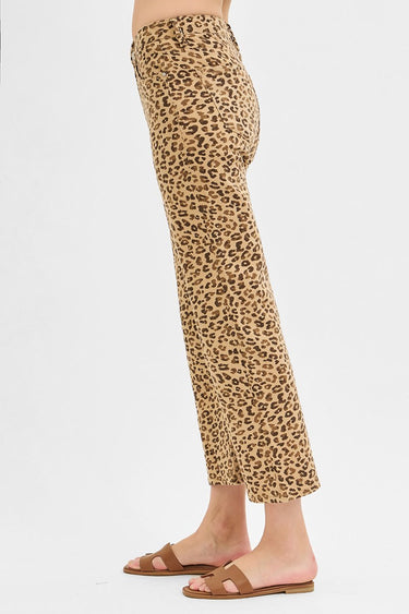 Risen Jeans - Leopard Mid Rise Ankle Slim Straight Pants (27.5" Inseam) - PSA21145 - Final Sale-SaltTree