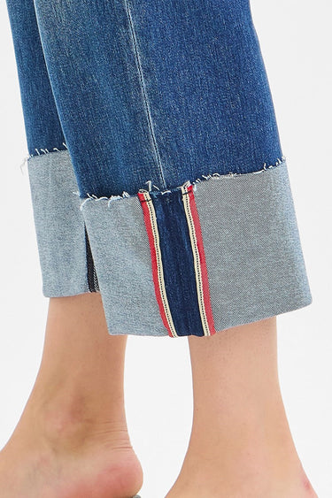 Risen Jeans - Tummy Control Mid Rise Crop Wide Cuffed Jeans (26" Inseam) - PW21124-SaltTree