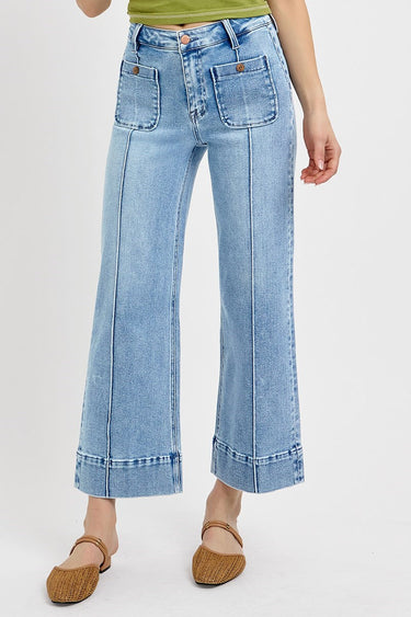Risen Jeans - High Rise Crop Wide Leg Front Pintuck (27" Inseam) - PWC21009