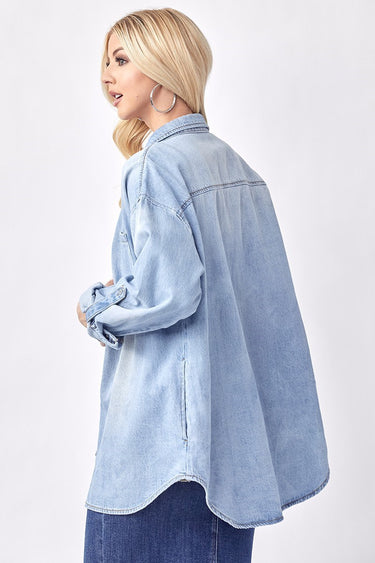 Risen Jeans - Oversized Denim Shirt - RDJ1136-SaltTree