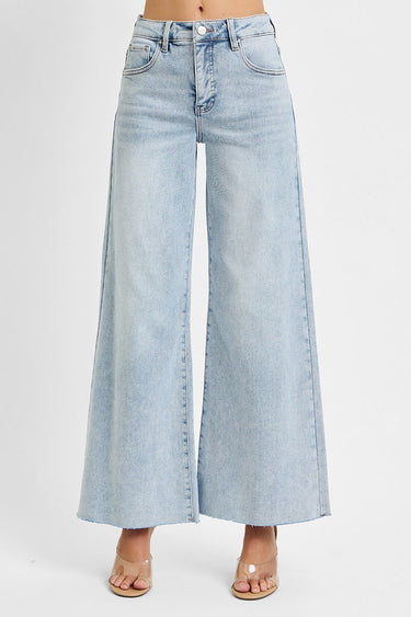 Risen Jean - High-Rise Ankle-Length Palazzo Jeans with Ultra-Wide Leg (30" Inseam) - PWA21038L-SaltTree